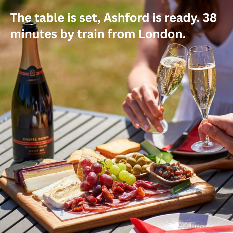 The table is set, Ashford is ready. 38 minutes by train from London.
