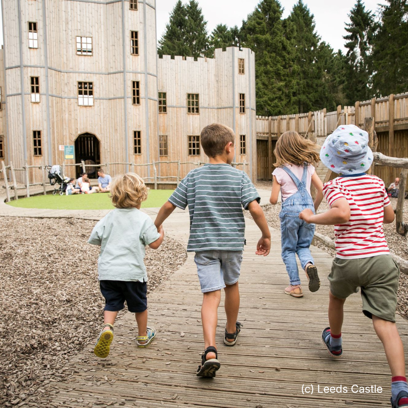 Children playing at Leeds Castle play area