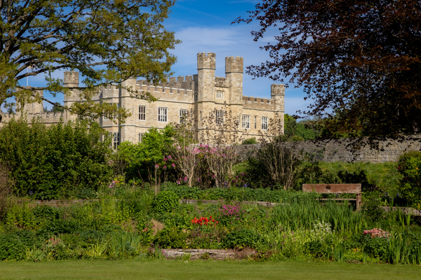 Leeds Castle in summer with gardens in full bloom