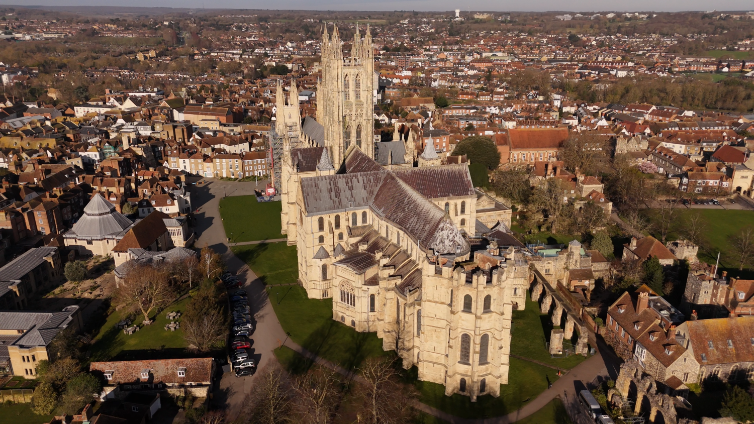 Aerial view of Canterbury Cathedral