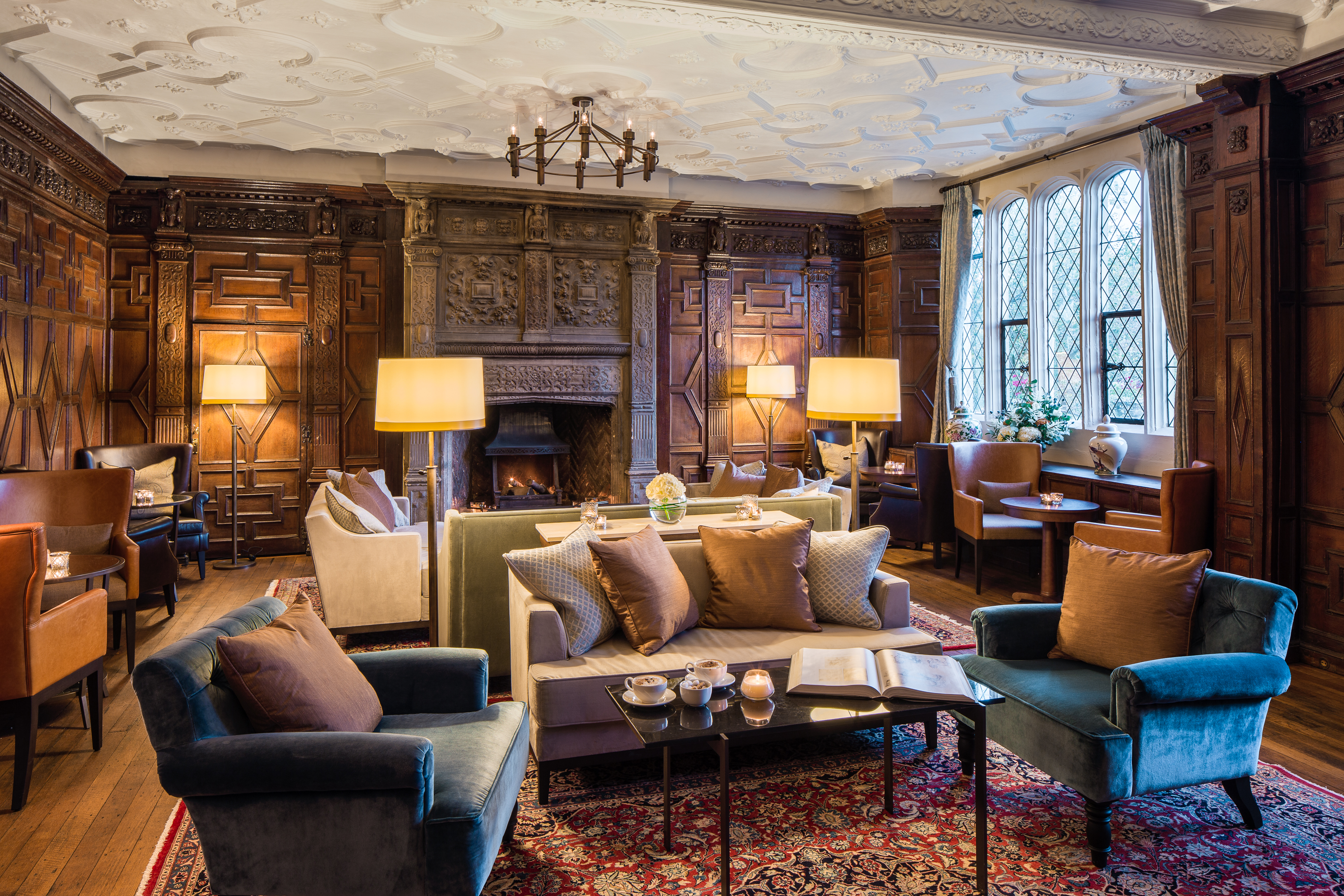 Cosy library view at Eastwell Manor