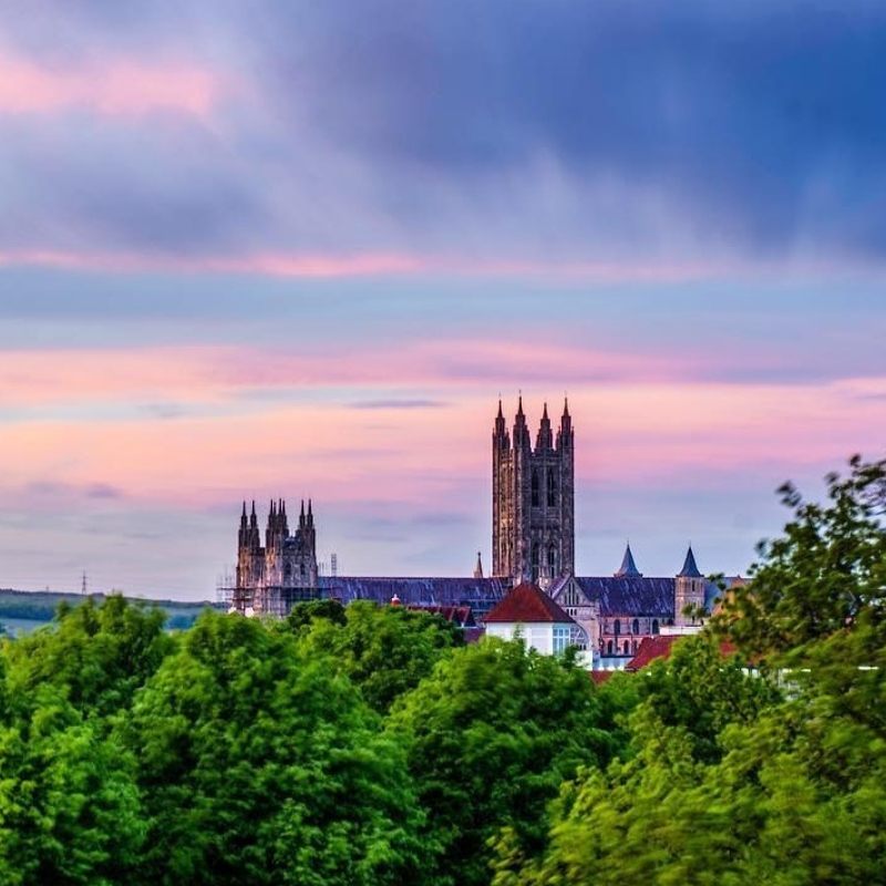 Canterbury skyline at sunset