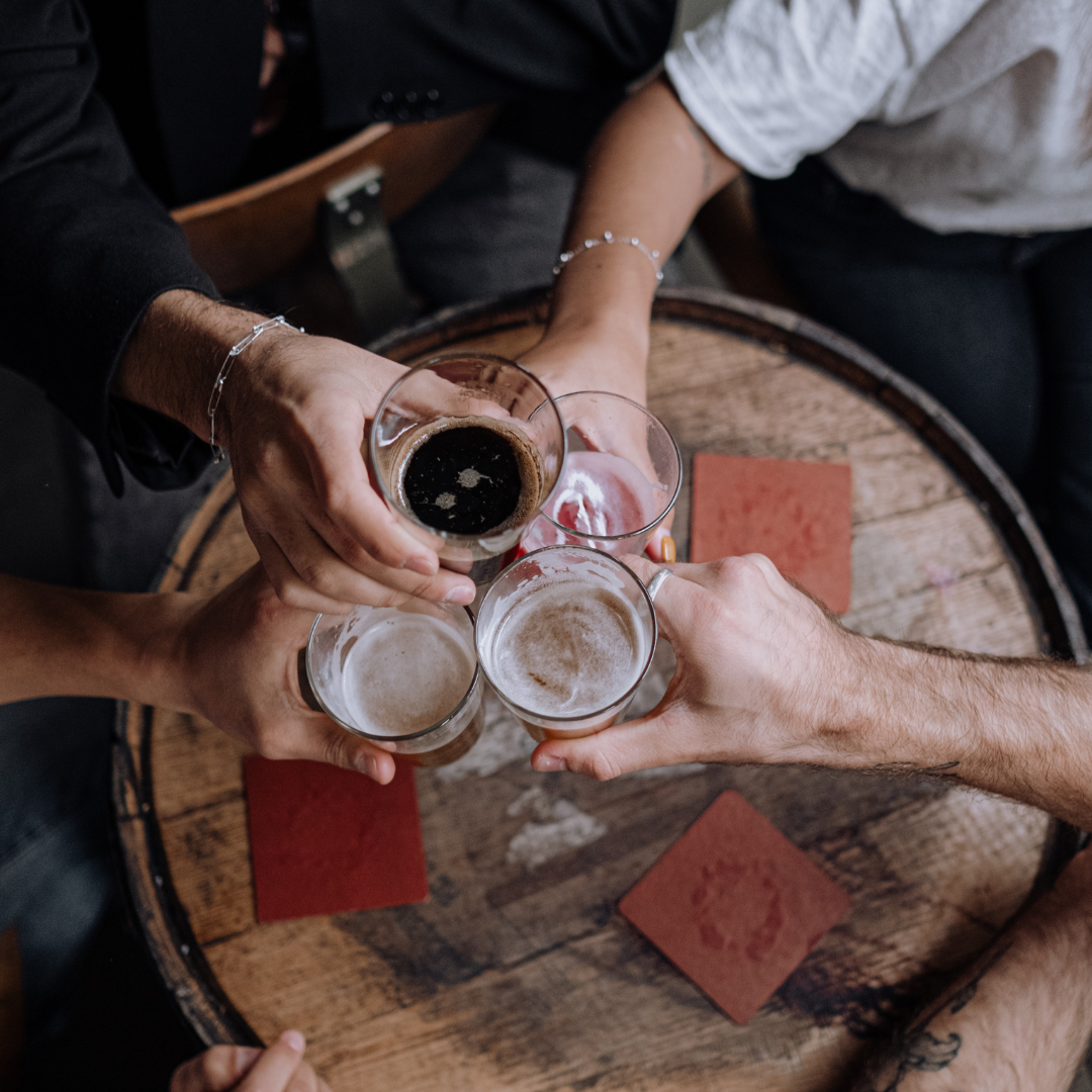 Group toasting with beers